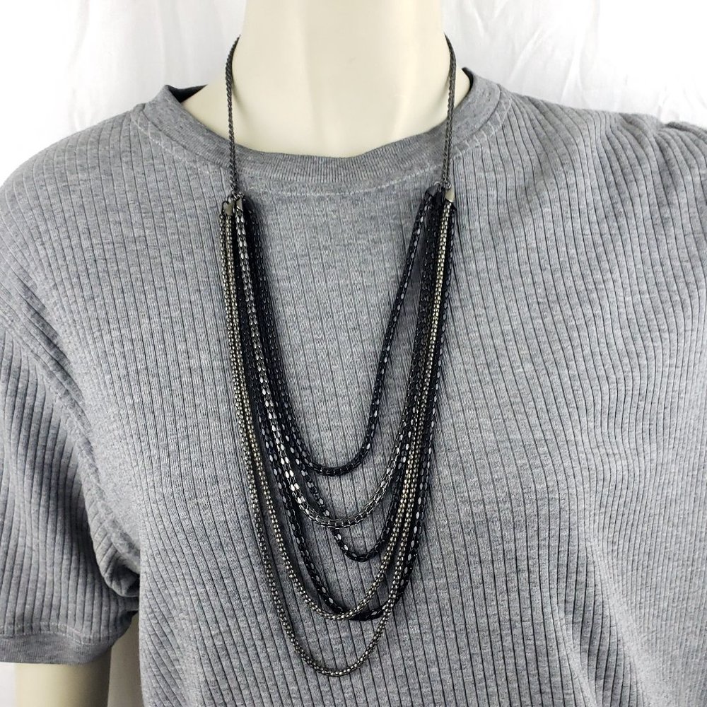 Beautiful Black & Silver multi-strand Necklace